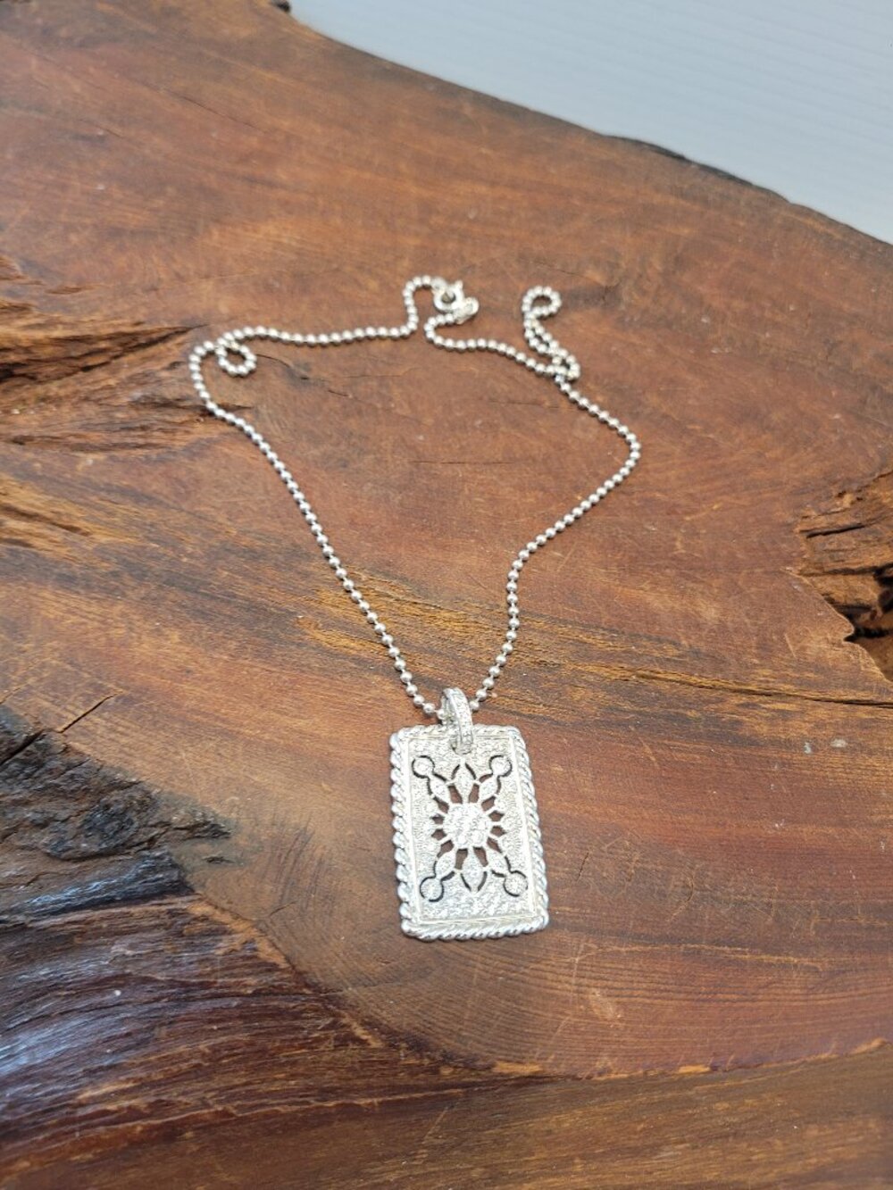 Parvae CZ Sterling Tablet Pendent On Sterling Ball Chain